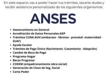 Esta semana habrá atención presencial de ANSES en la ciudad