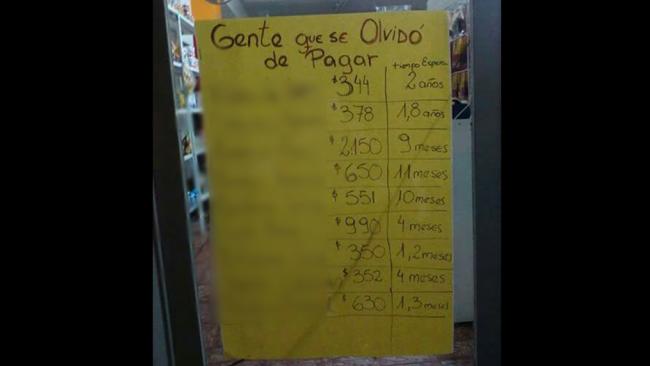 Carnicero cordobés escrachó a los morosos en un cartel