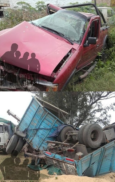 Choque entre pick up y camión en Alejo Ledesma, donde el conductor de la camioneta escapó
