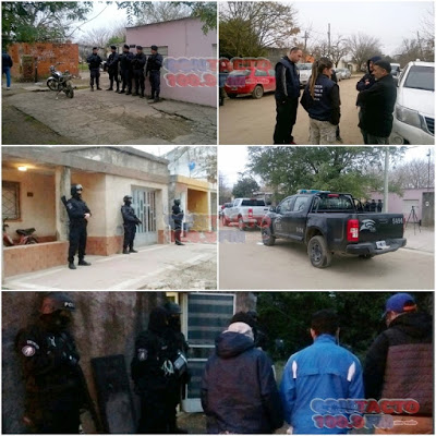 Siete allanamientos por drogas en la localidad de Las Parejas y uno en Cañada de Gómez con resultados positivos