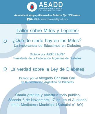 Diabetes: Charla Taller sobre mitos y legales