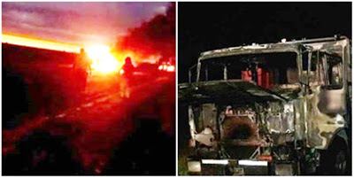 Incendio total de la cabina de un camión en Monte Buey