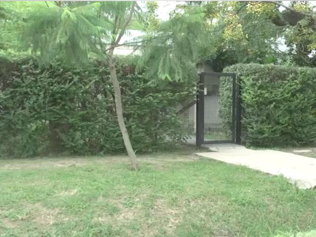 La moto estaba adentro, en un lugar que tiene una puerta con rejas y un perro mantonegro”