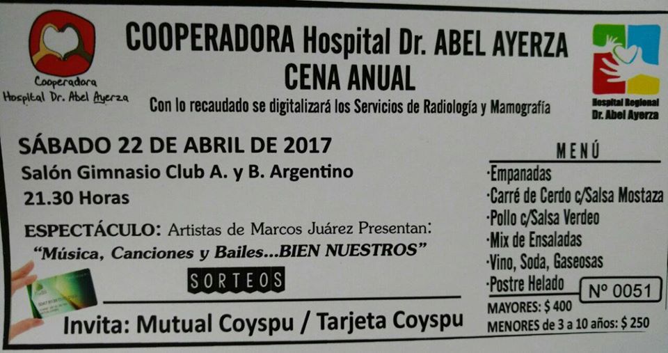 Cena anual de la Cooperadora del Hospital Abel Ayerza