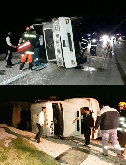 Vuelco de un camión en la autopista en Leones