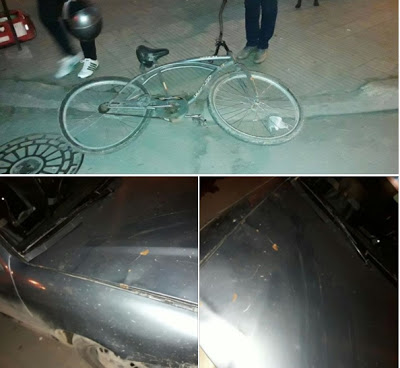 Choque entre una bicicleta y un automóvil en calles Amadeo Bertini y Rivadavia de Leones