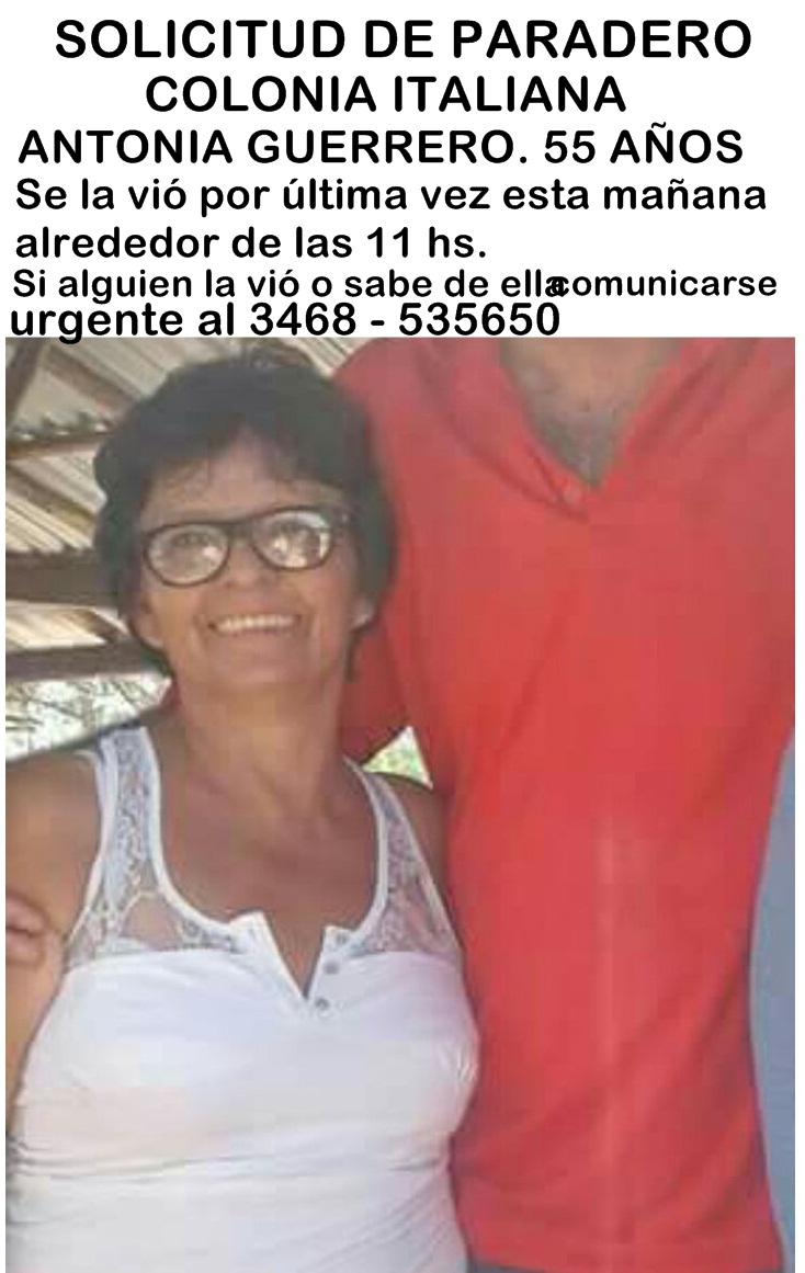 Apareció en Corral de Bustos la mujer que estaba desaparecida