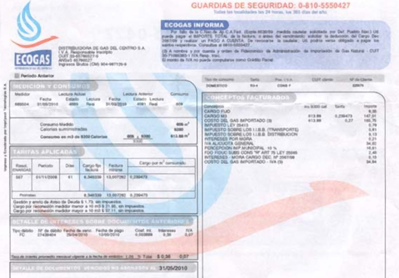 ECOGAS: Demoras en las entregas de facturas