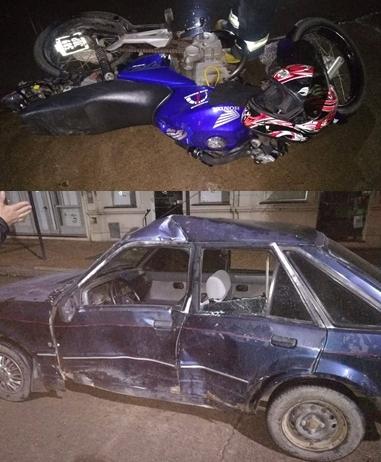 Violento choque entre una motocicleta  y un automóvil en Camilo Aldao