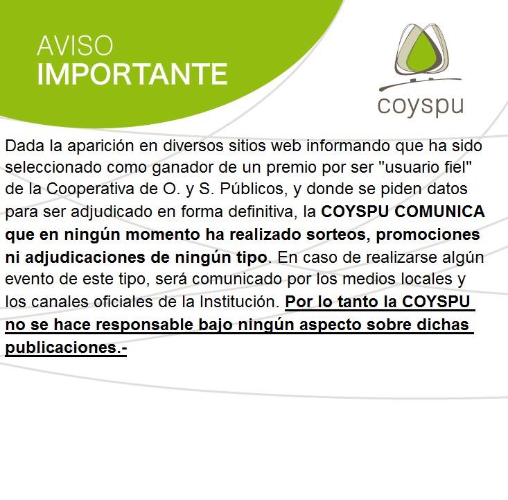 COYSPU y una advertencia por falsos premios a “usuarios fieles”