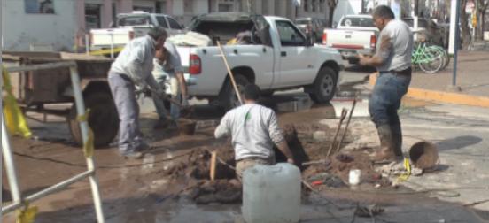 Rotura de un caño de agua en la zona céntrica