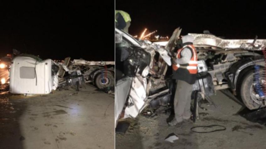 Choque de camiones en autopista a la altura de Armstrong