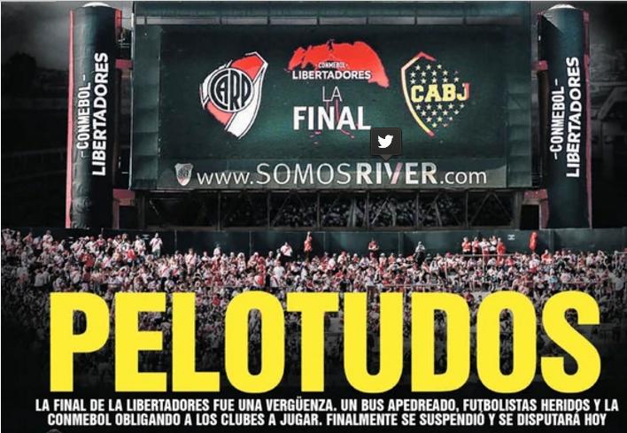 «Pelotudos»: la contundente portada de un periódico peruano sobre la final suspendida entre Boca y River