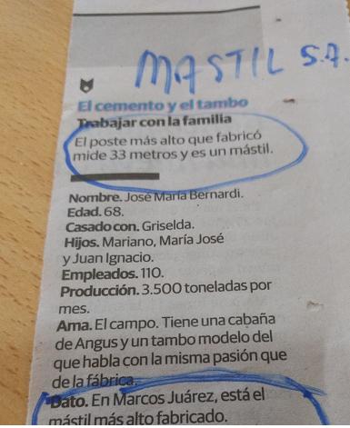 En Marcos Juàrez se encuentra el mástil màs alto fabricado por la firma Mastil S.A.