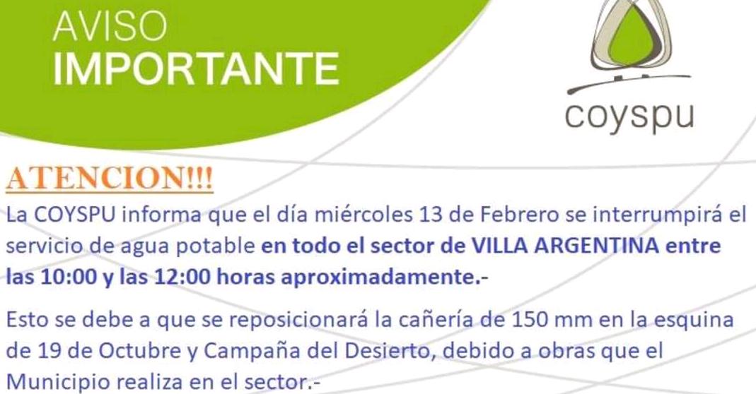 Corte del servicio de agua potable