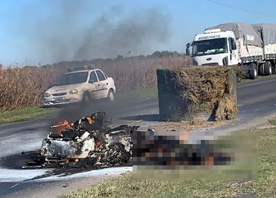 Reconocido empresario de Villa Maria murió calcinado al chocar su moto contra un fardo en la ruta 158