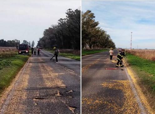 Derrame de cereal en ruta 9
