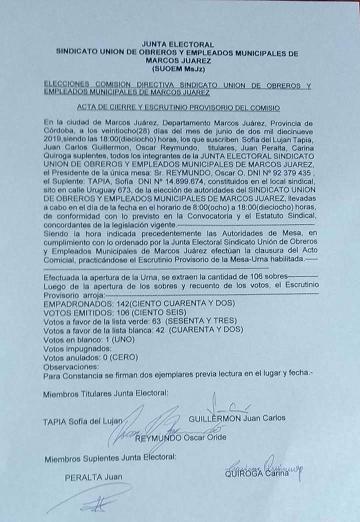 Gustavo Mundler fue elegido nuevamente Secretario General del SUOEM y es su sexto mandato