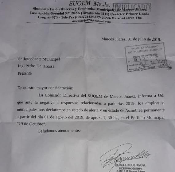 SUOEM en estado de alerta y asamblea permanente