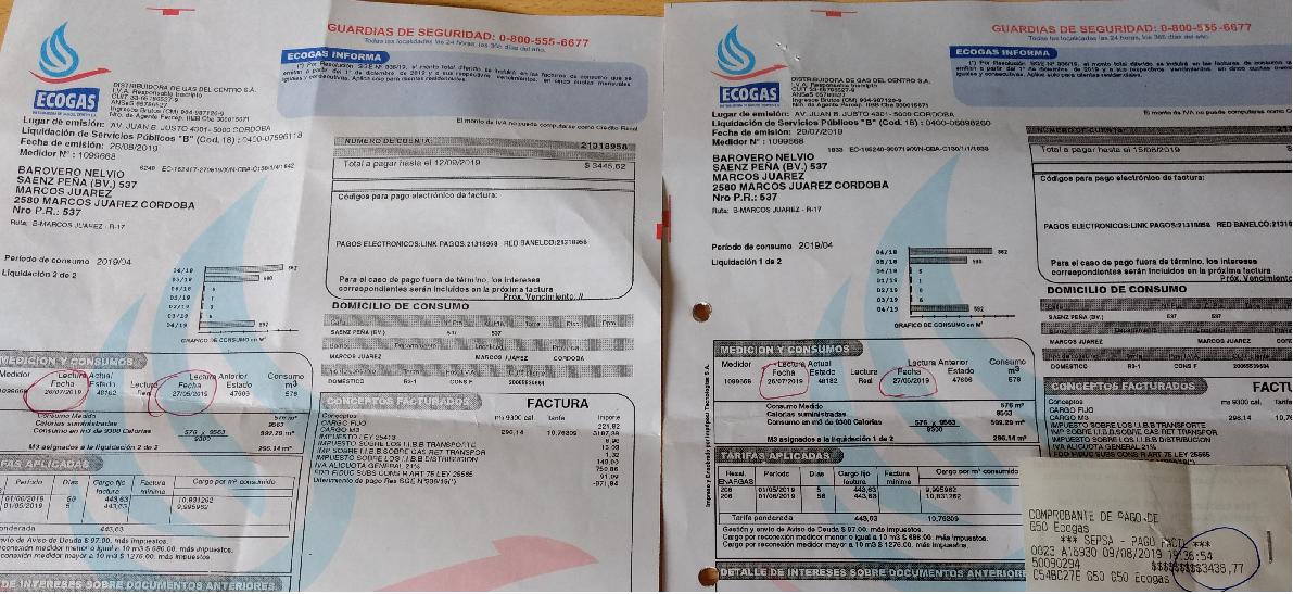 ECOGAS y la emisión de dos boletas exactamente iguales. Esto es una tomada de “pelo” para  que la gente crea que gastó menos»