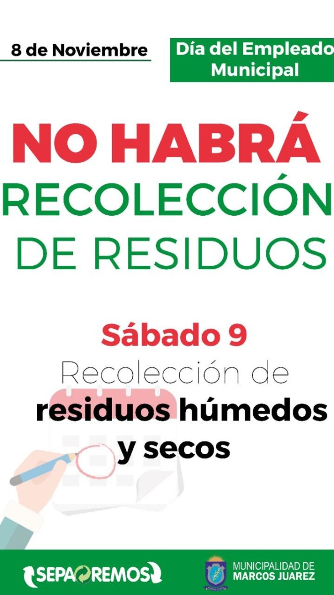Sin recolección de residuos en la Ciudad el viernes 8