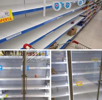 Supermercado con góndolas vacías