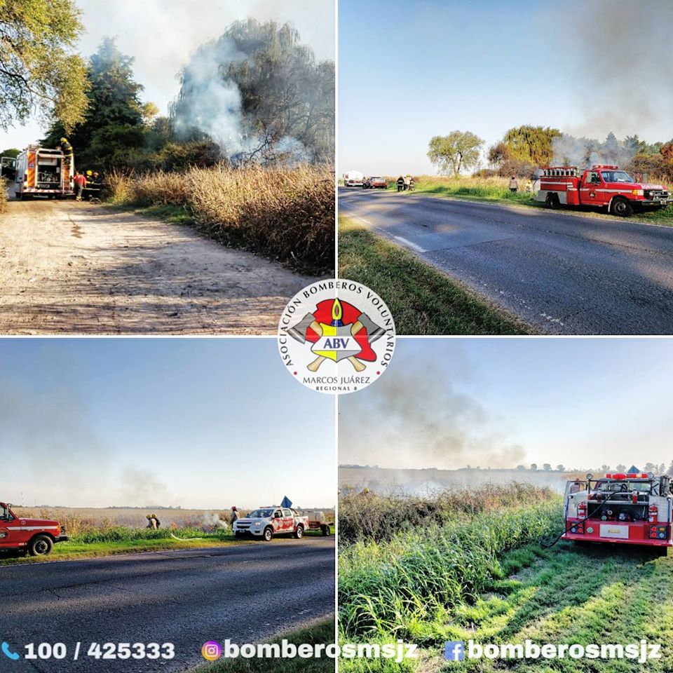Bomberos sofocaron un incendio de monte sobre Ruta 9