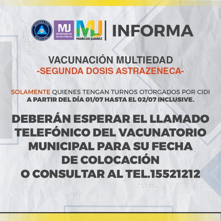 Se reprograma la vacunación de segunda dosis de AstraZeneca