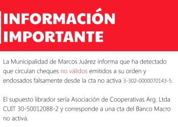 Atención por circulación de cheques apócrifos