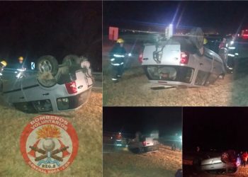 Volcó una Ford EcoSport en cantero central de autopista Córdoba – Rosario km 408