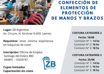 Capacitación: Confección de elementos de protección de manos y brazos