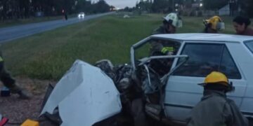 Bell Ville: violento impacto entre auto y camión en Ruta Nacional Nº 9 km 508