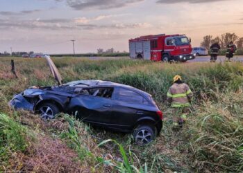 Vuelco en solitario en Ruta Nº 12 Sur