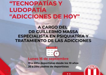 Se realizará en el Club Argentina una charla sobre tecnopatía y ludopatía