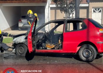 Leones: un automóvil se prendió fuego en la vía pública