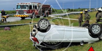 Accidente en el acceso a Monte Leña: un automóvil sufrió un vuelco en solitario