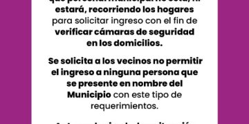 Advertencia sobre falsos empleados de la Municipalidad que visitan las viviendas