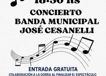 Habrá un concierto a la gorra de la Banda Municipal José Cesanelli