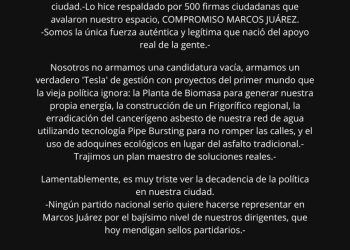Compromiso Marcos Juárez no competirá en las elecciones municipales