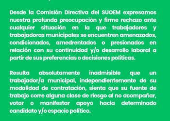 Reclaman desde SUOEM posibles amenazas de candidatos