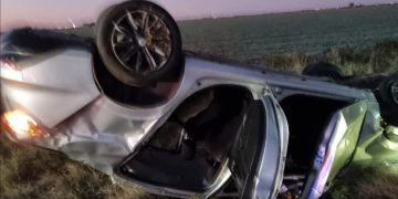 Accidente en Ruta 9: un automóvil sufrió un vuelco en solitario