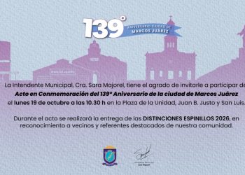 Marcos Juárez cumple 139 años: hoy a la mañana será el acto